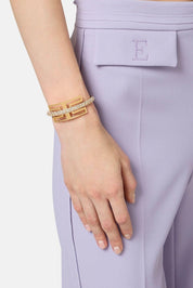 Elisabetta Franchi Bracciale Rigido con Logo e Filo Di Strass BC51B62E2 ORO GIALLO