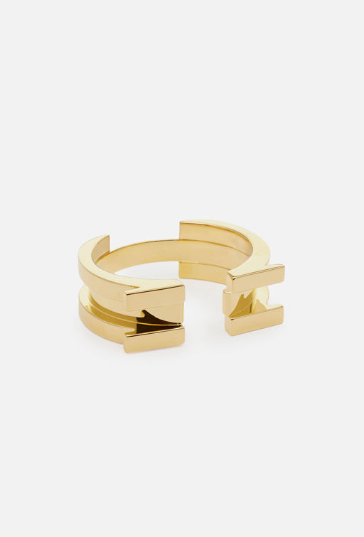 Elisabetta Franchi Bracciale Rigido Dorato con Dettagli Logo BC04B66E2 ORO GIALLO
