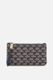 Elisabetta Franchi Bustina In Tela Monogram Jacquard CAMMELLO/BLU
