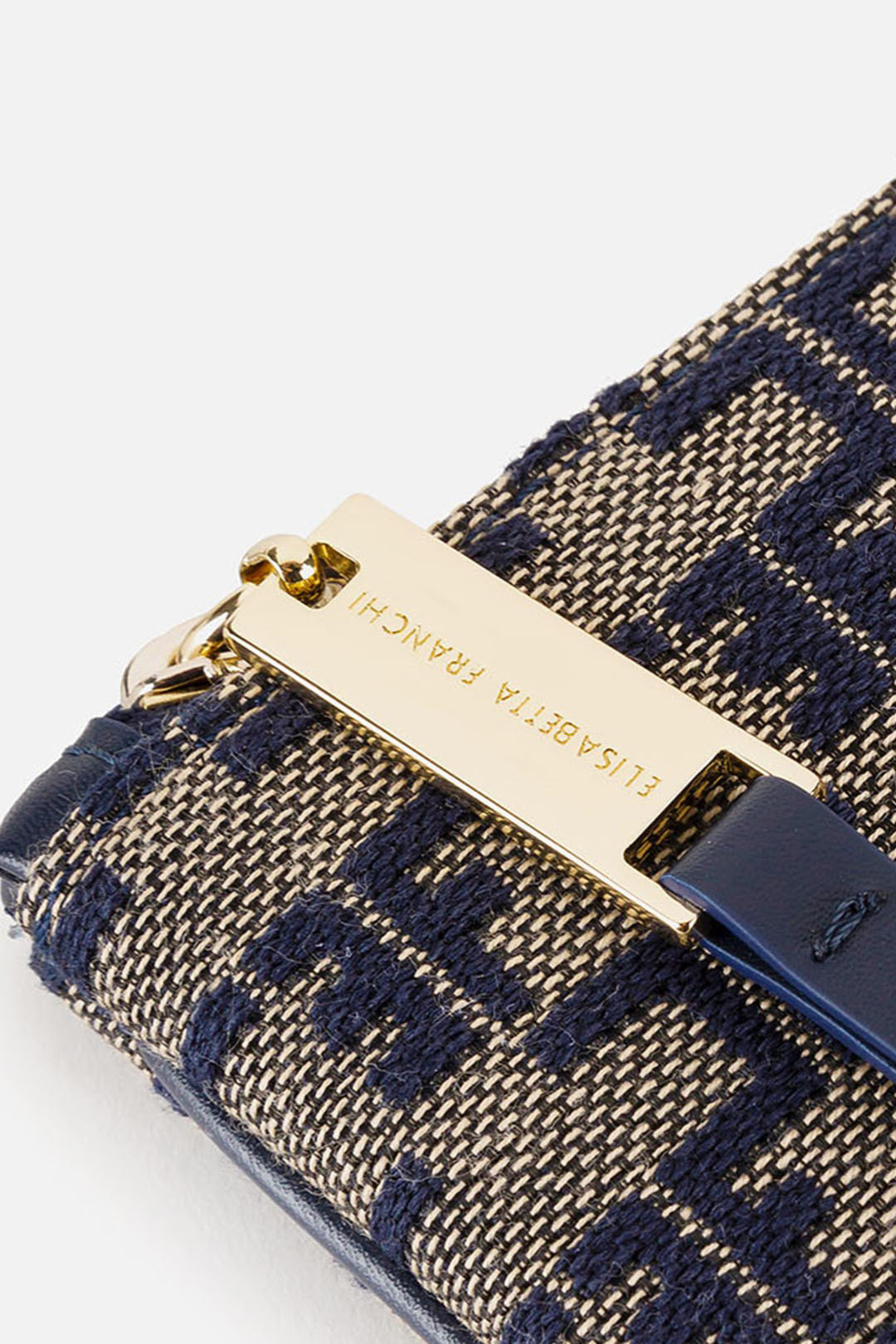 Elisabetta Franchi Bustina In Tela Monogram Jacquard CAMMELLO/BLU