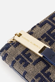 Elisabetta Franchi Bustina In Tela Monogram Jacquard CAMMELLO/BLU