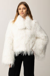 Pinko Caban Corto In Simil Volpe BIANCO SETA