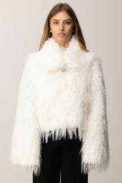 Pinko Caban Corto In Simil Volpe BIANCO SETA