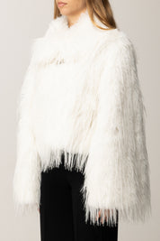 Pinko Caban Corto In Simil Volpe BIANCO SETA