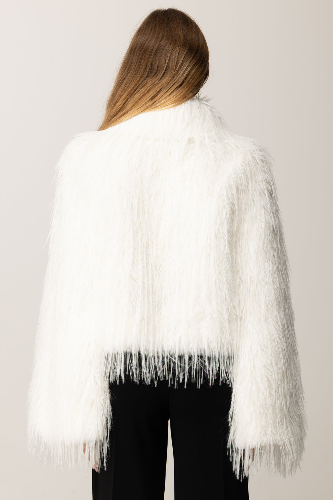 Pinko Caban Corto In Simil Volpe BIANCO SETA