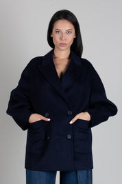 Twin-set Caban In Panno Di Misto Lana Doppiopetto 262TP2012 BLUE NAVY