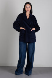 Twin-set Caban In Panno Di Misto Lana Doppiopetto 262TP2012 BLUE NAVY