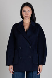 Twin-set Caban In Panno Di Misto Lana Doppiopetto 262TP2012 BLUE NAVY