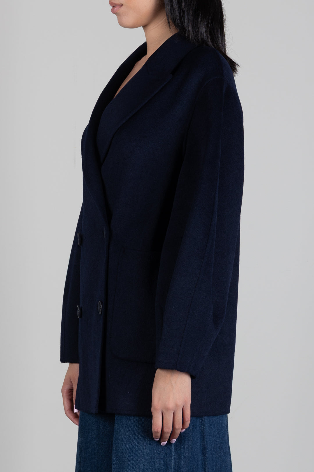 Twin-set Caban In Panno Di Misto Lana Doppiopetto 262TP2012 BLUE NAVY