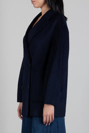 Twin-set Caban In Panno Di Misto Lana Doppiopetto 262TP2012 BLUE NAVY