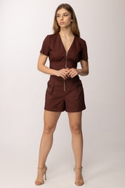 Patrizia Pepe Camcia Crop con Chiusura Zip 2C1672 A9B9 WOOD BROWN