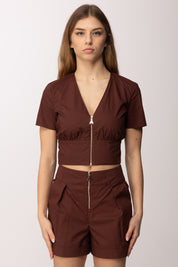 Patrizia Pepe Camcia Crop con Chiusura Zip 2C1672 A9B9 WOOD BROWN