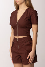 Patrizia Pepe Camcia Crop con Chiusura Zip 2C1672 A9B9 WOOD BROWN