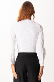 Elisabetta Franchi Camicia a Body con Dettagli Smoking CB00256E2 BIANCO