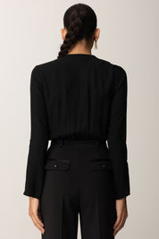 Elisabetta Franchi Camicia a Body con Nappine Gioiello CB00557E2 NERO