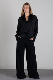 Patrizia Pepe Camicia a Righe Tono Su Tono Semitrasparente 8C0341 C0236 NERO