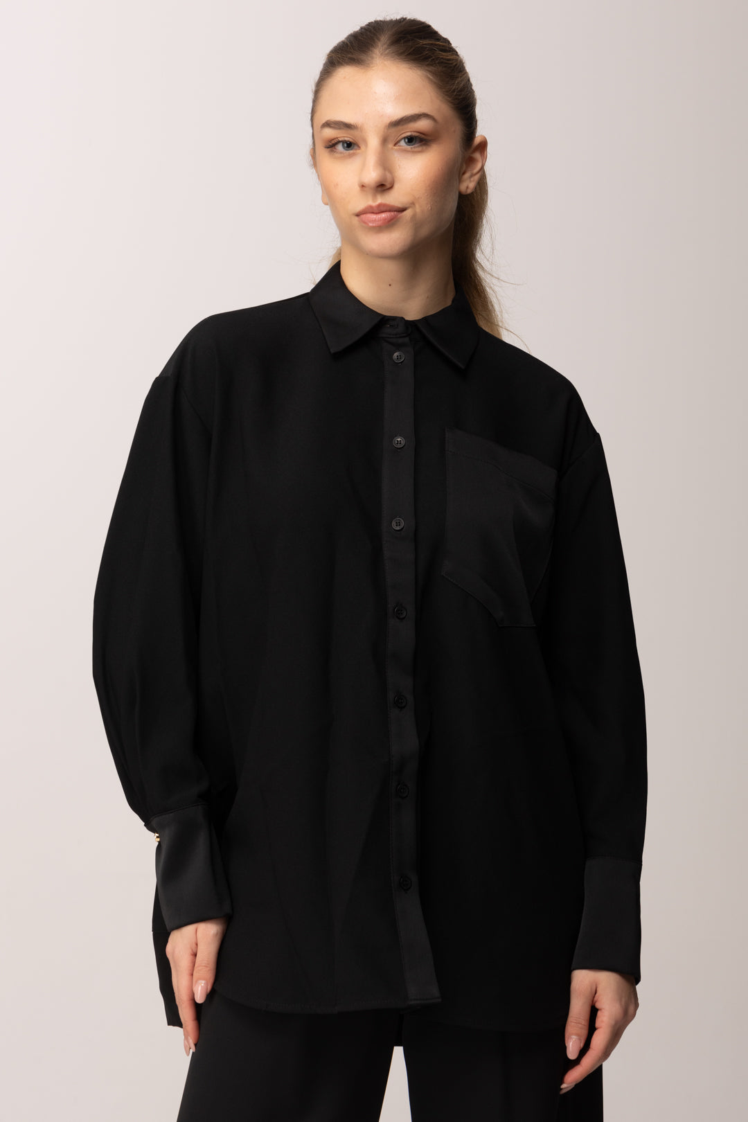 Meme Road Camicia Ampia con Tasca Al Petto M5415C NERO