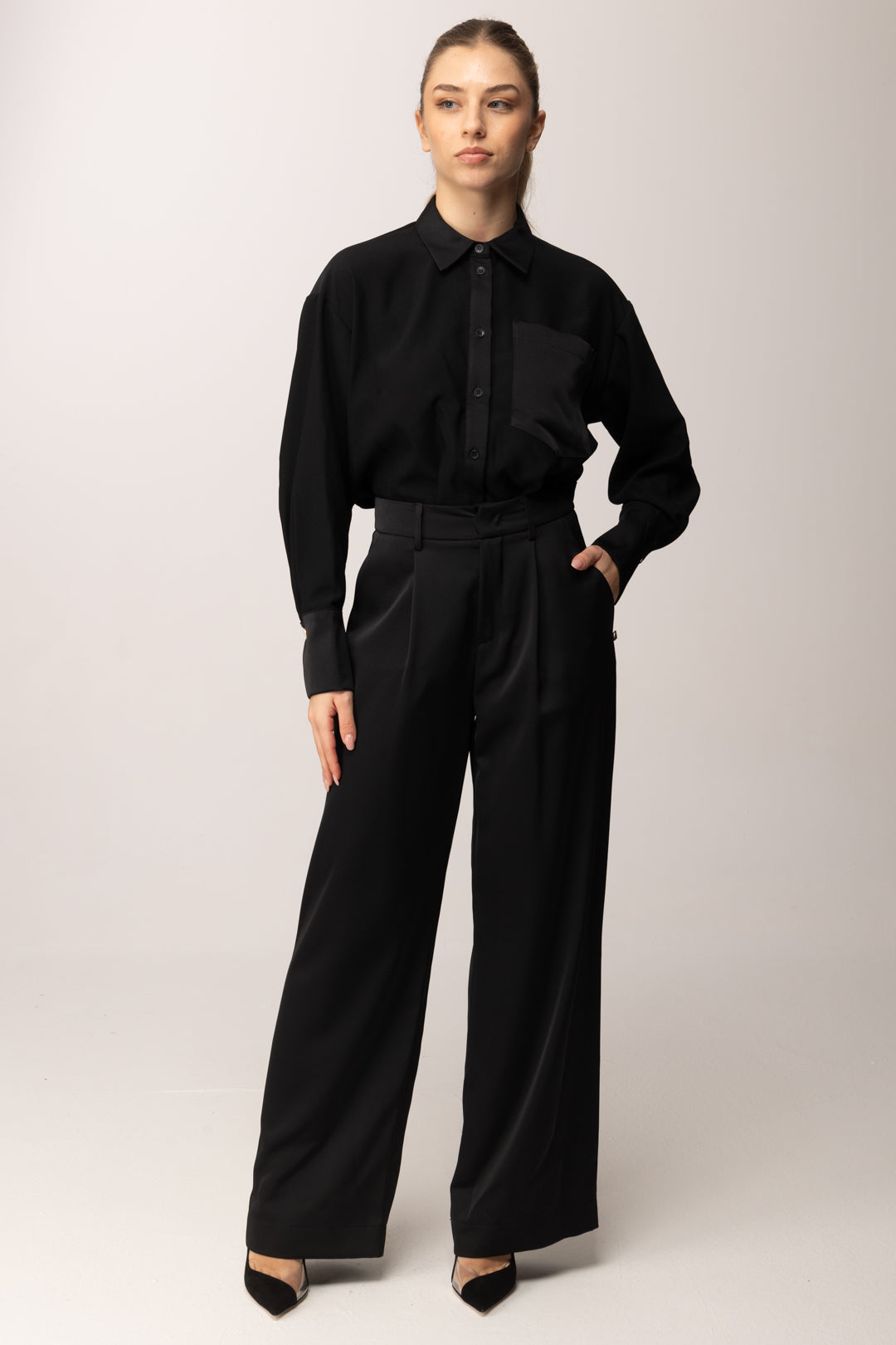 Meme Road Camicia Ampia con Tasca Al Petto M5415C NERO