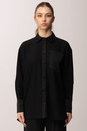 Meme Road Camicia Ampia con Tasca Al Petto M5415C NERO