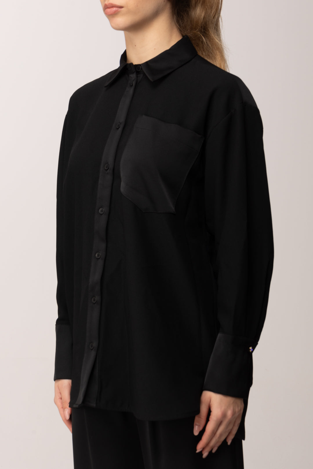 Meme Road Camicia Ampia con Tasca Al Petto M5415C NERO