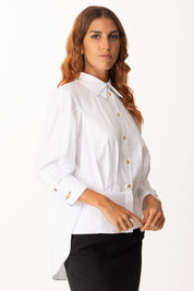 Elisabetta Franchi Camicia Asimmetrica con Baschina Frontale CA10356E2 BIANCO