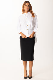 Elisabetta Franchi Camicia Asimmetrica con Baschina Frontale CA10356E2 BIANCO