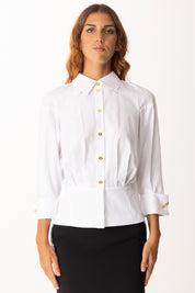 Elisabetta Franchi Camicia Asimmetrica con Baschina Frontale CA10356E2 BIANCO
