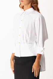 Elisabetta Franchi Camicia Asimmetrica con Baschina Frontale CA10356E2 BIANCO