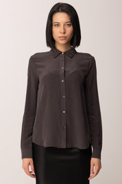 Pinko Camicia Basica In Crepe De Chine MARRONE OLTRE BUIO