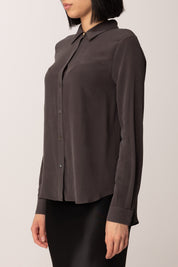 Pinko Camicia Basica In Crepe De Chine MARRONE OLTRE BUIO