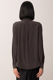 Pinko Camicia Basica In Crepe De Chine MARRONE OLTRE BUIO