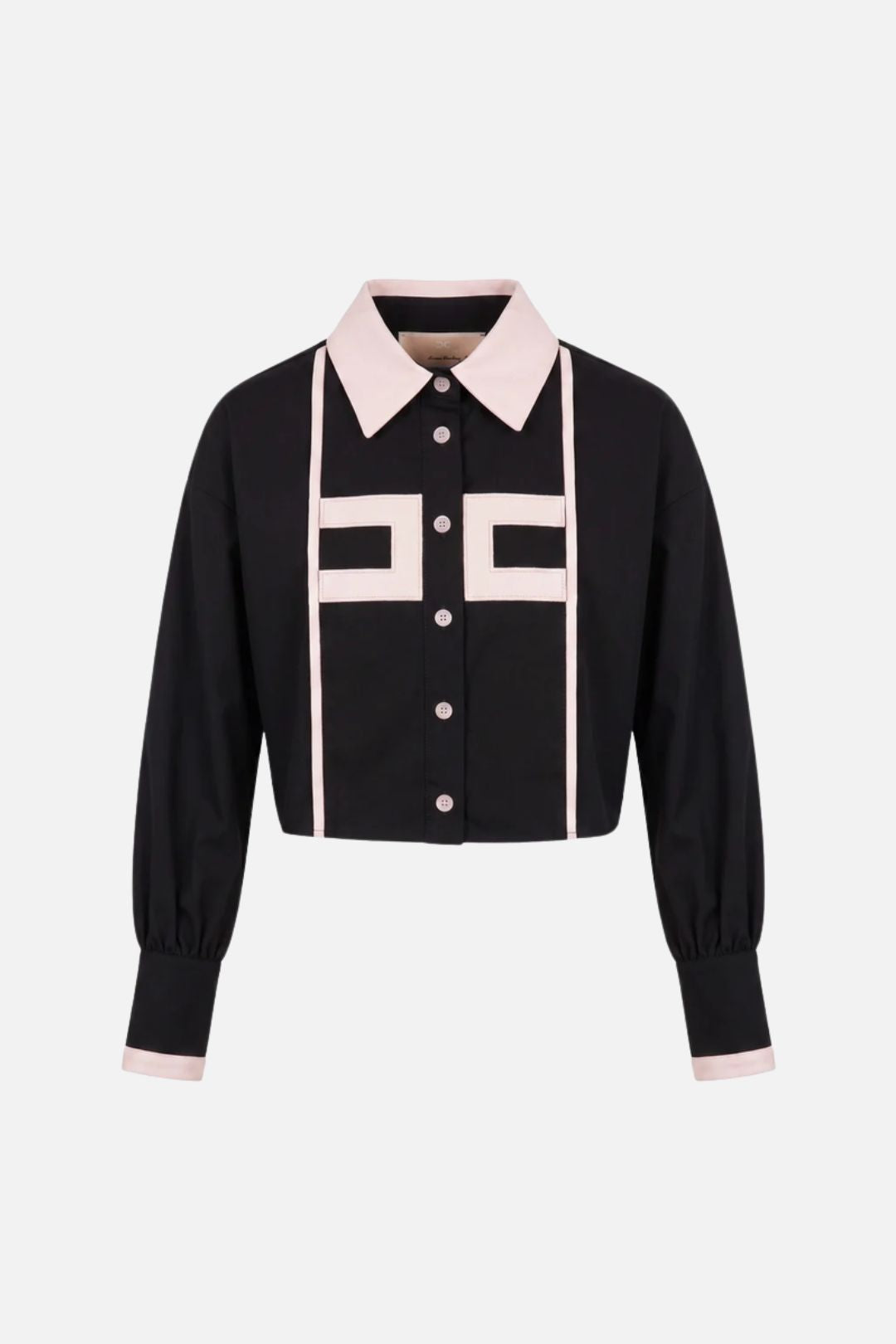 Elisabetta Franchi Bambina Camicia Bicolore con Logo a Contrasto EFCA2970CA235.N400