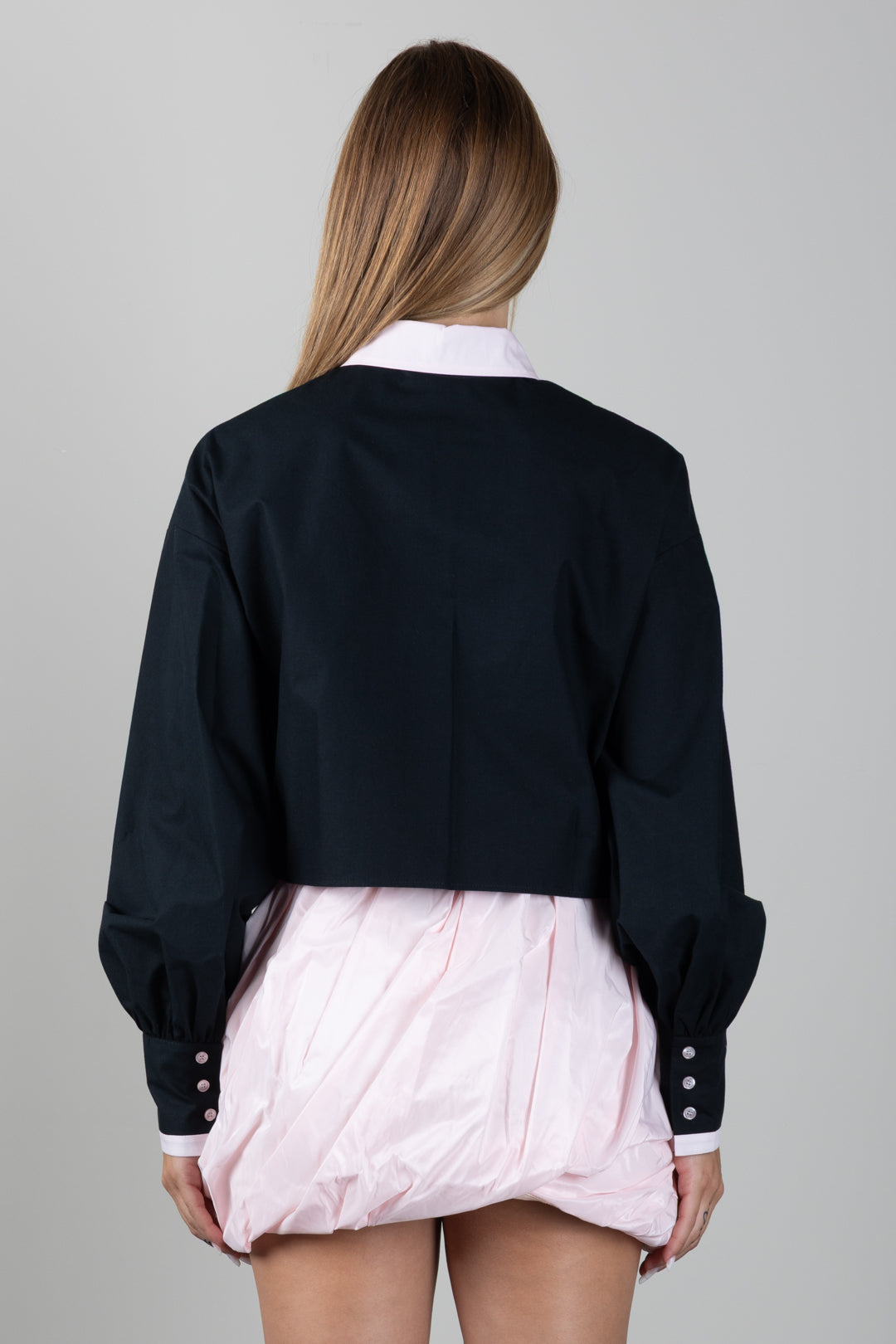 Elisabetta Franchi Bambina Camicia Bicolore con Logo a Contrasto EFCA2970CA235.N400