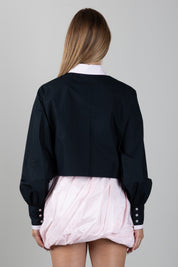 Elisabetta Franchi Bambina Camicia Bicolore con Logo a Contrasto EFCA2970CA235.N400