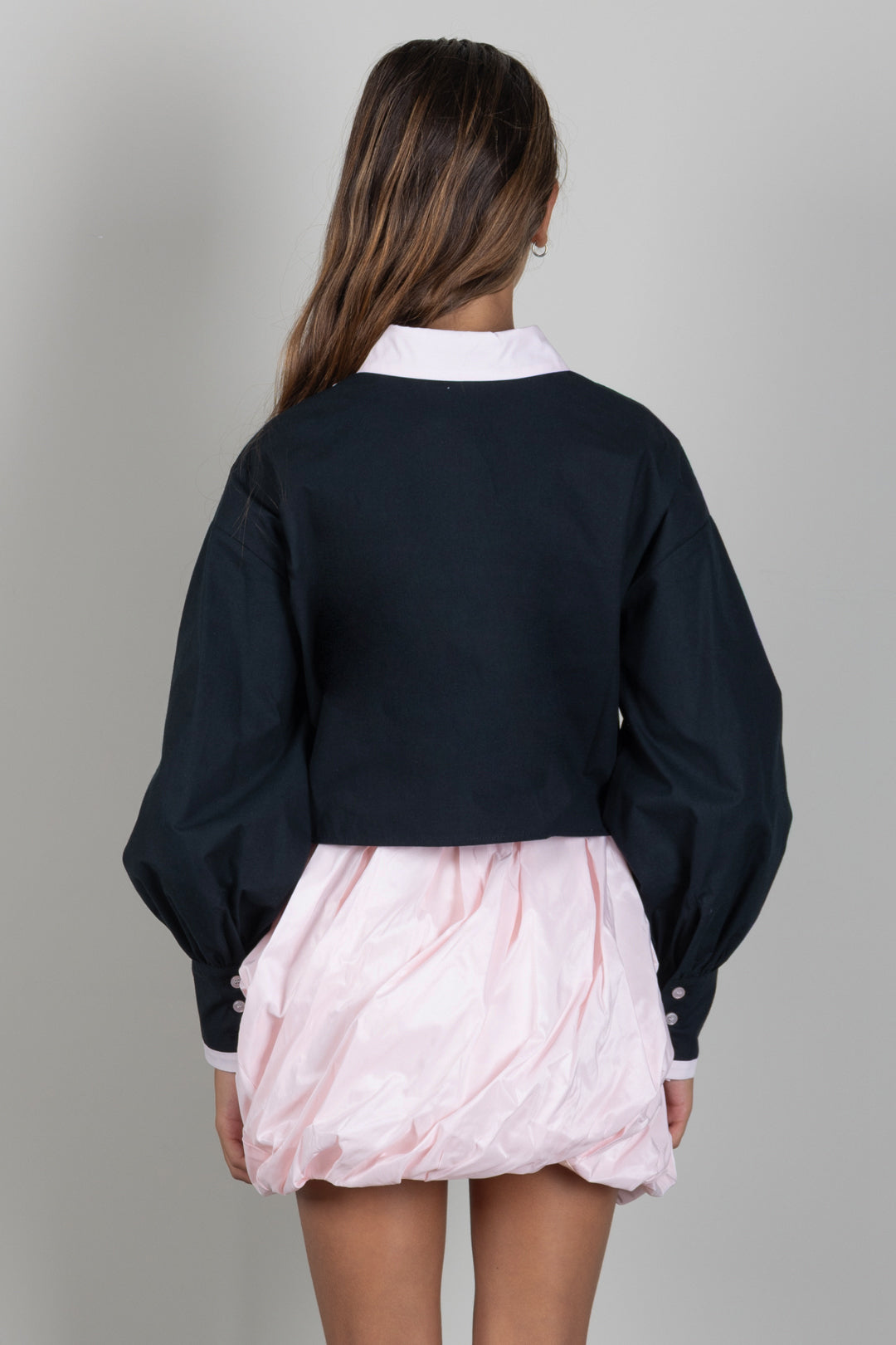 Elisabetta Franchi Bambina Camicia Bicolore con Logo a Contrasto EFCA2970CA235.N400