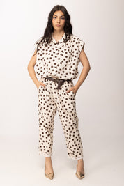 Khloe Femme Camicia Blusata con Stampa Pois 26331 BEIGE/CACAO