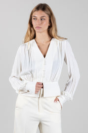 Twin-set Camicia con Arricciature e Polsi Gioiello 262TP2434 MADREPERLA