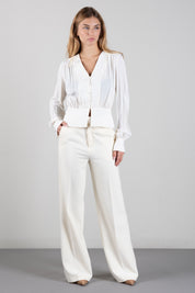 Twin-set Camicia con Arricciature e Polsi Gioiello 262TP2434 MADREPERLA