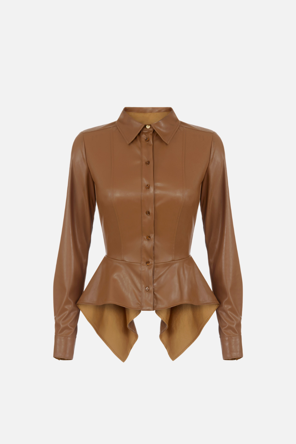 Elisabetta Franchi Camicia con Baschina Effetto Pelle CA19766E2 SIGARO