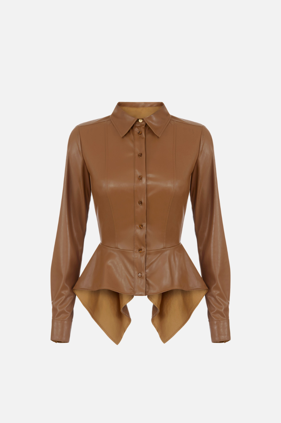 Elisabetta Franchi Camicia con Baschina Effetto Pelle CA19766E2 SIGARO