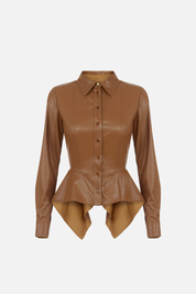 Elisabetta Franchi Camicia con Baschina Effetto Pelle CA19766E2 SIGARO