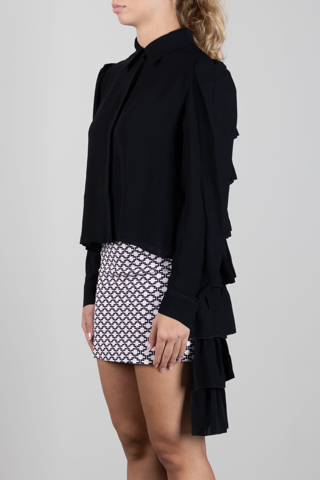 Elisabetta Franchi Bambina Camicia con Fondo Asimmetrico e Maniche Ampie EFCA3070VI011.N000