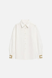 Elisabetta Franchi Bambina Camicia con Maniche Ampie e Polsini Decorati EFCA2980CA235.0004