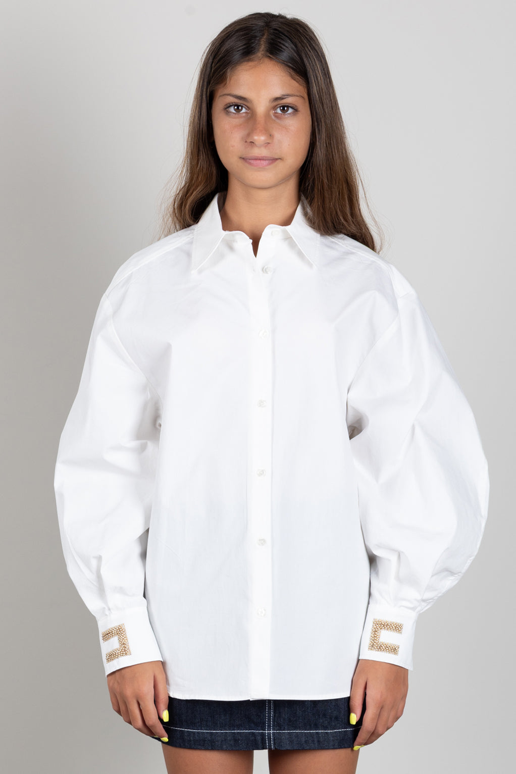 Elisabetta Franchi Bambina Camicia con Maniche Ampie e Polsini Decorati EFCA2980CA235.0004