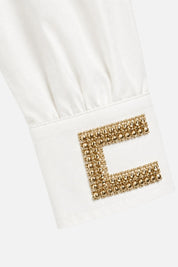 Elisabetta Franchi Bambina Camicia con Maniche Ampie e Polsini Decorati EFCA2980CA235.0004