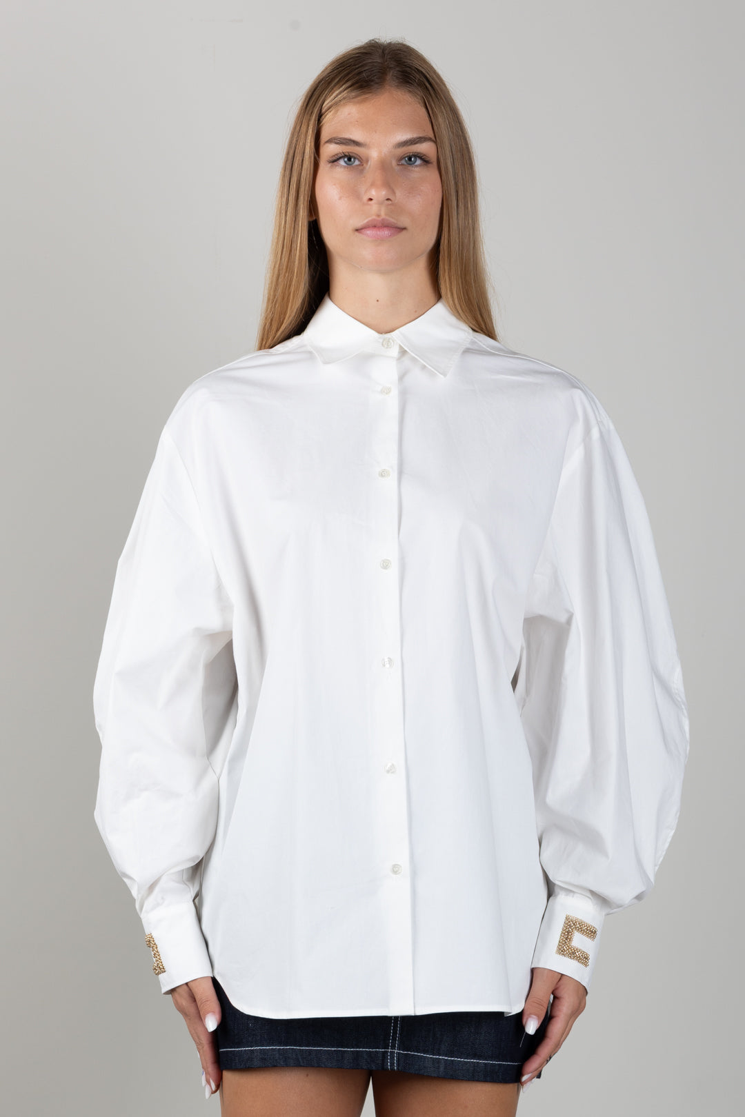 Elisabetta Franchi Bambina Camicia con Maniche Ampie e Polsini Decorati EFCA2980CA235.0004