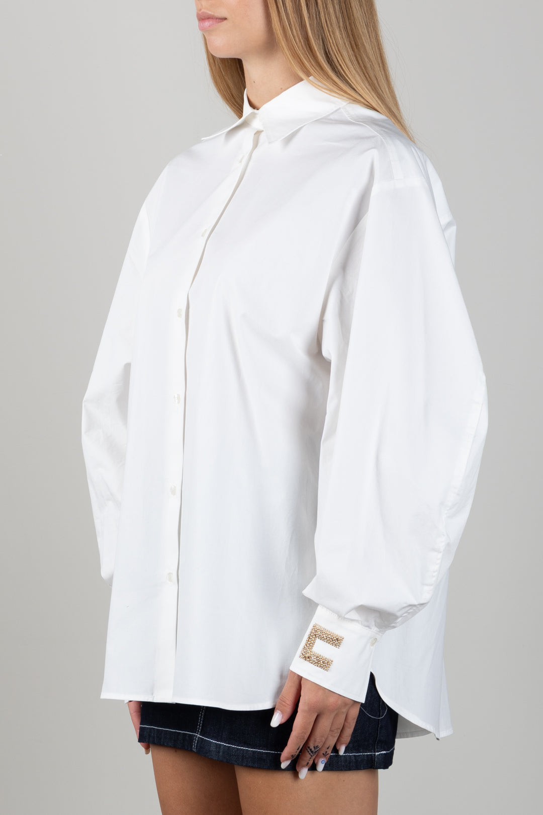 Elisabetta Franchi Bambina Camicia con Maniche Ampie e Polsini Decorati EFCA2980CA235.0004