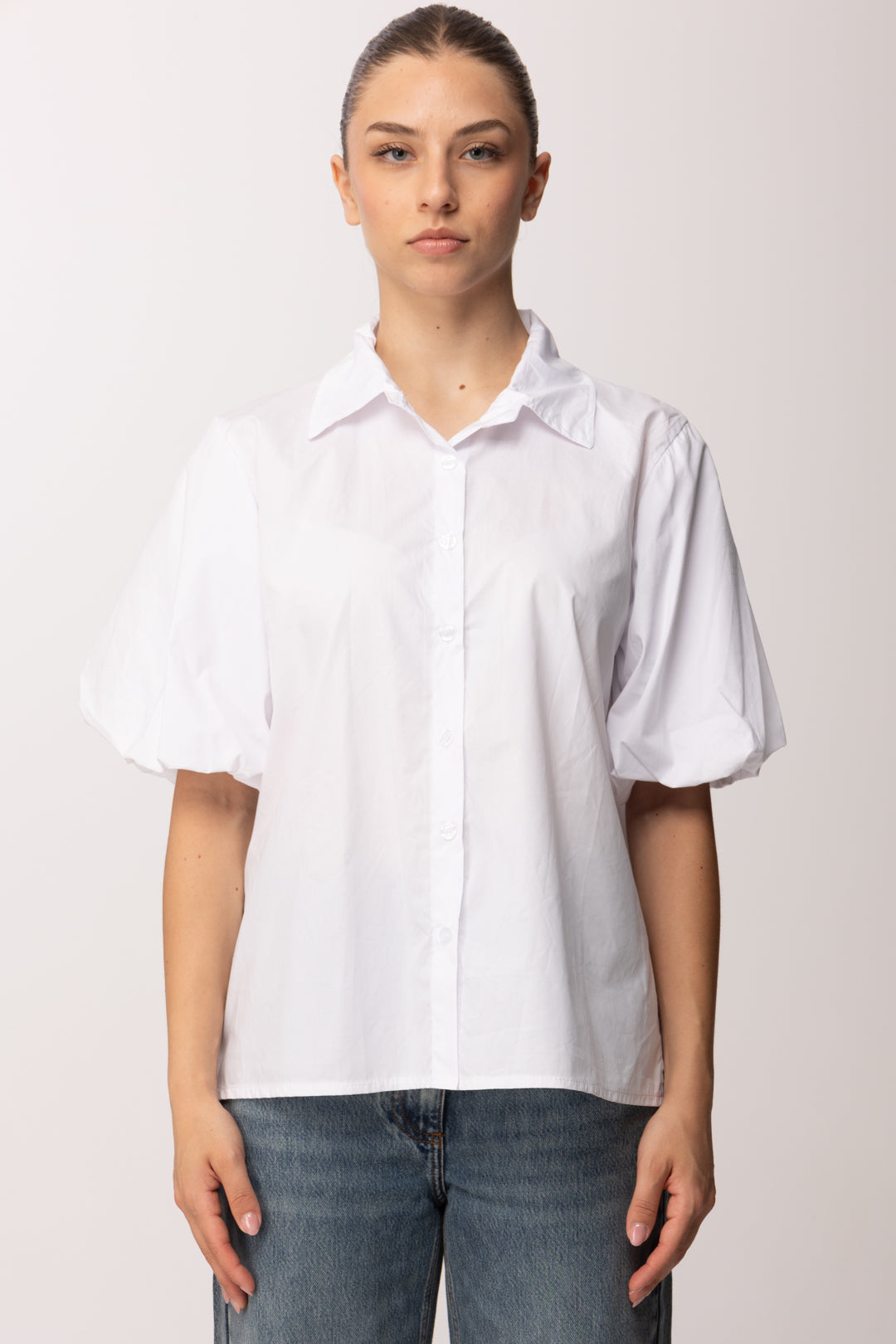 Khloe Femme Camicia con Maniche Balloon 26010 BIANCO
