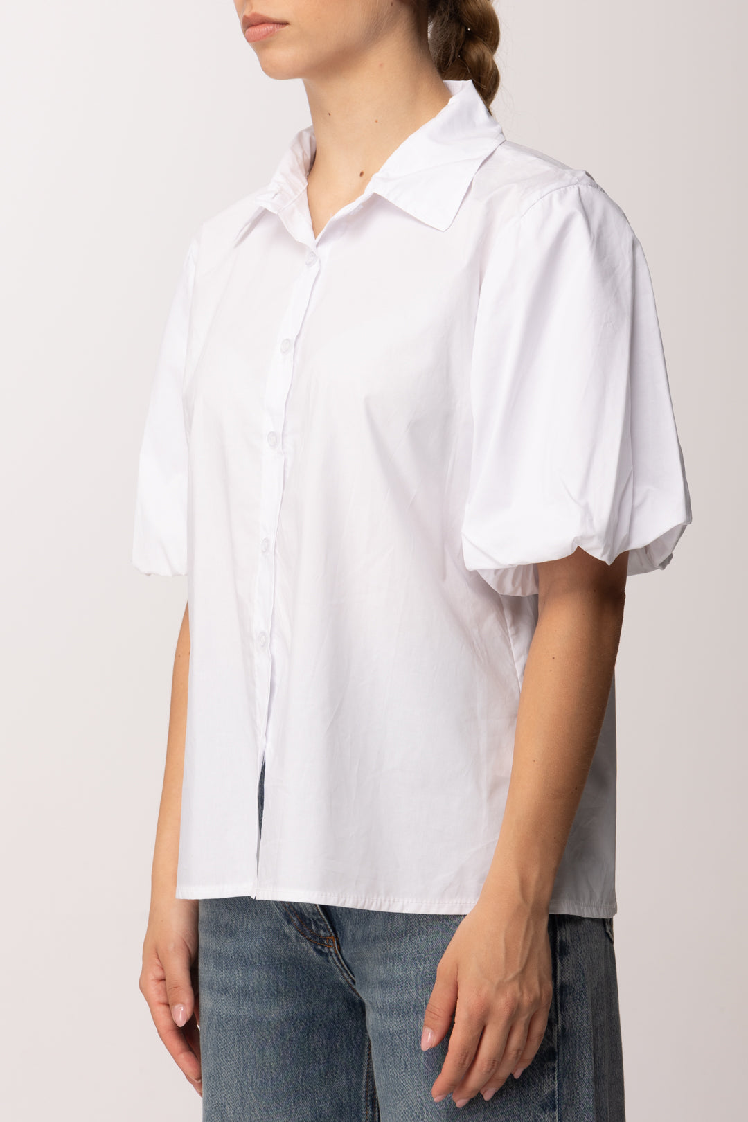 Khloe Femme Camicia con Maniche Balloon 26010 BIANCO