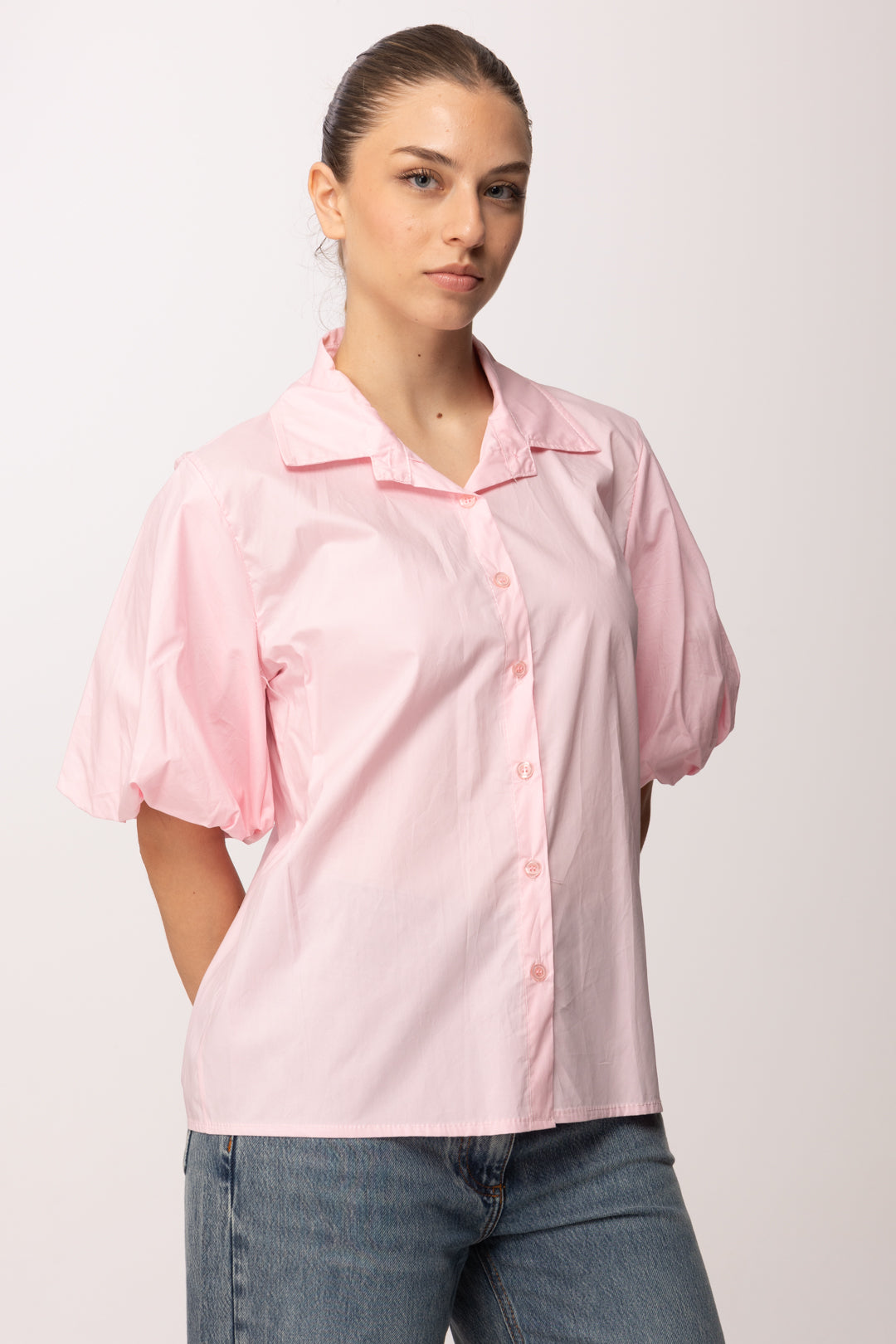 Khloe Femme Camicia con Maniche Balloon 26010 ROSA